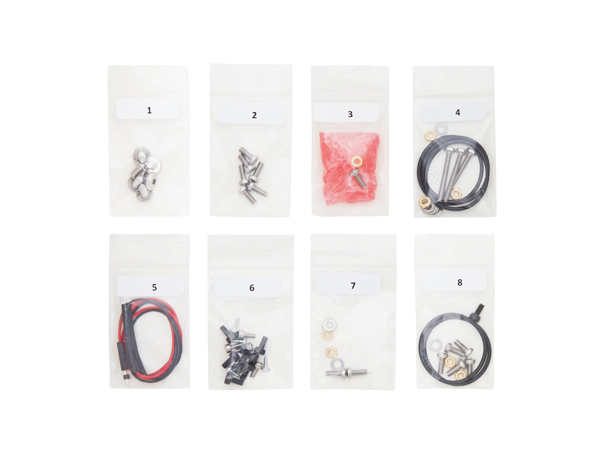 OpenFlexure Microscope V6 - Bag of Bits showing individual parts