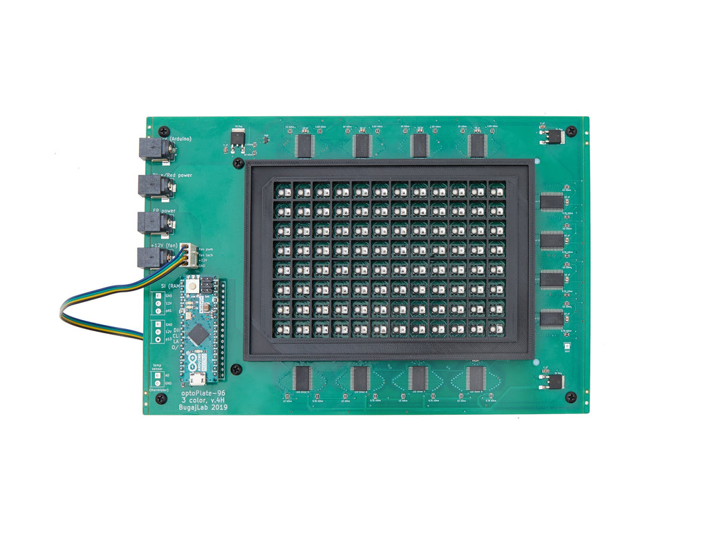 Top view of OptoPlate-96 showing light isolated lid and well positions

