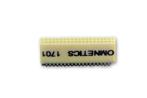 An electronic component from Omnetics, a 36 position dual row male nano-miniature connector.